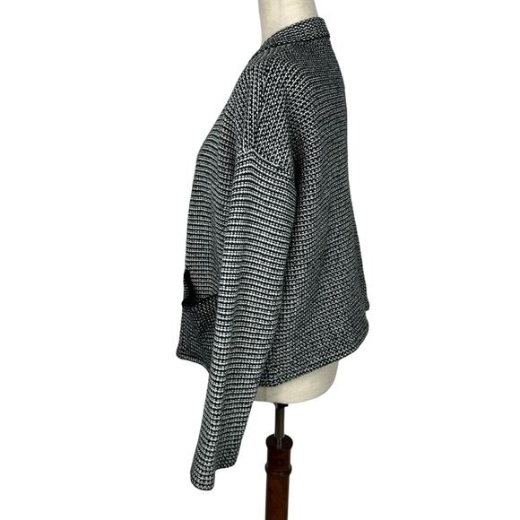 Madewell Cardigan Women Medium Black White Knit Tweed Open Front Cocoon Classic - Picture 2 of 13